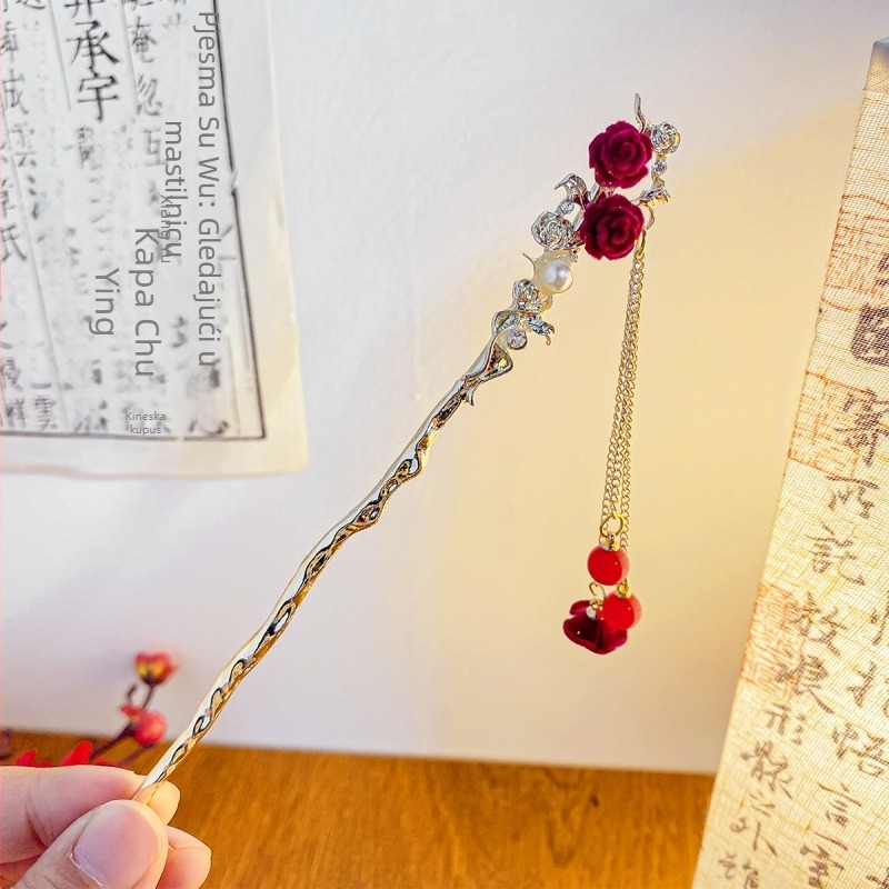 Metalna ukosnica za kosu s motivom Plum Blossom, kineskog stila, ručna izrada