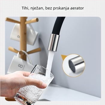 Kuhinjski miješani slavine od 304 nehrđajućeg čelika s fleksibilnim crijevom, okretni, keramički disk ventil