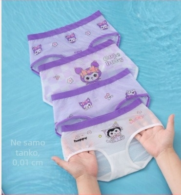 Dječje gaćice za djevojčice, prozračne mrežaste Ice Silk tkanine, crtani dizajn, za uzrast 3-8 godina