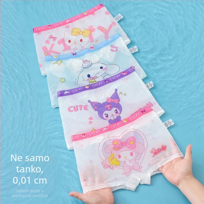Dječje gaćice za djevojčice, prozračne mrežaste Ice Silk tkanine, crtani dizajn, za uzrast 3-8 godina