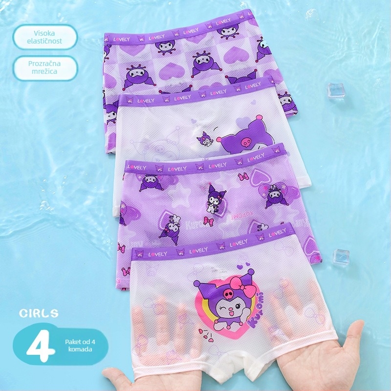 Dječje gaćice za djevojčice, prozračne mrežaste Ice Silk tkanine, crtani dizajn, za uzrast 3-8 godina