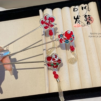 Metalna ukosnica za kosu s cvjetnim resicama, vintage kineskog stila, ručno izrađena, ljeto 2024