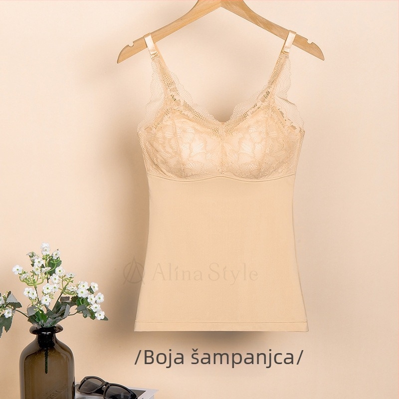 Čipkasti termalni topić za žene — oblikovanje tijela, zatezanje trbuha, zagrijava — Mulberry silk, jednoslojni, umjerena debljina 181–200 g/m², glavni sadržaj ispod 30%