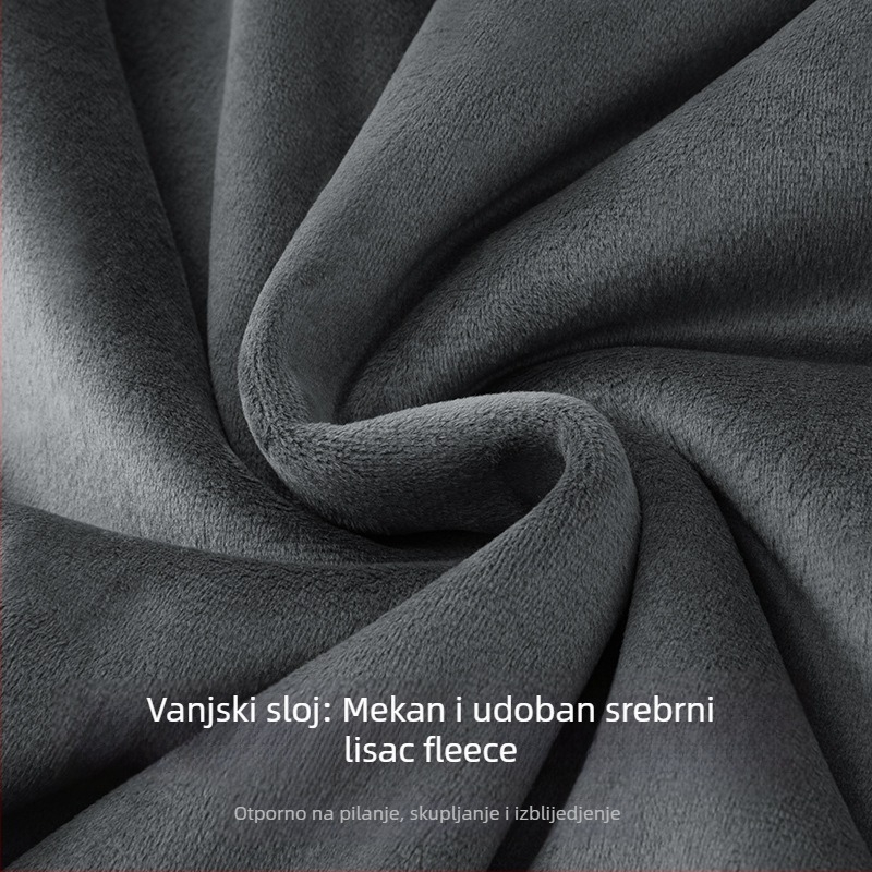 Muški termalni prsluk s baršunastom podstavom, dvostruki sloj, okrugli izrez, zatvaranje zipom, poliester materijal