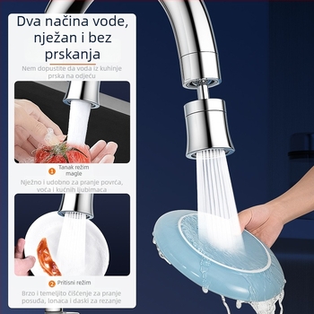 Proširenje kuhinjske slavine s okretna glavom protiv prskanja — nehrđajući čelik + ABS, elektroplating, suvremen dizajn