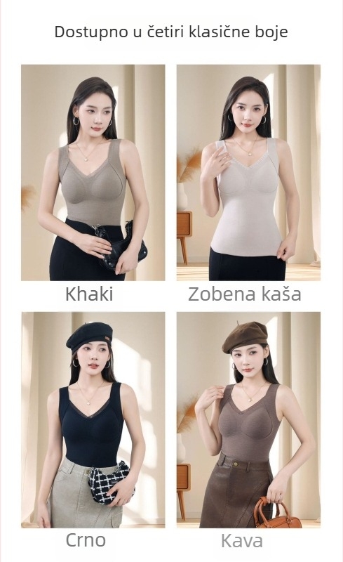 Ženska topla vestica s integriranim košaricama i jastučicama za prsa, čipka rubna, tkanina German Velvet, glavni materijal akril, fleece podstava, patch, debljina 251-300 g/m2