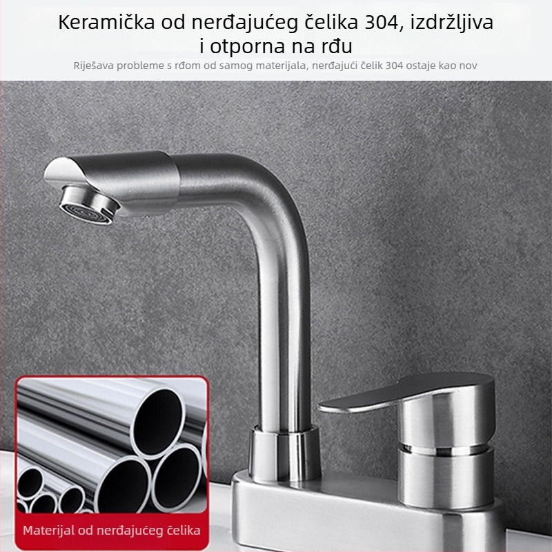Nehrđajući čelični slavine za umivaonik, postava na sjedište, podizni mehanizam, model Ssk8158