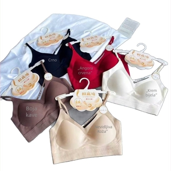 6513-2 Besprijekoran grudnjak bez šavova s V-izrezom i Chest Wrap dizajnom, debeli oblikovani košarice, puni košarice, prozračan, sportski stil top