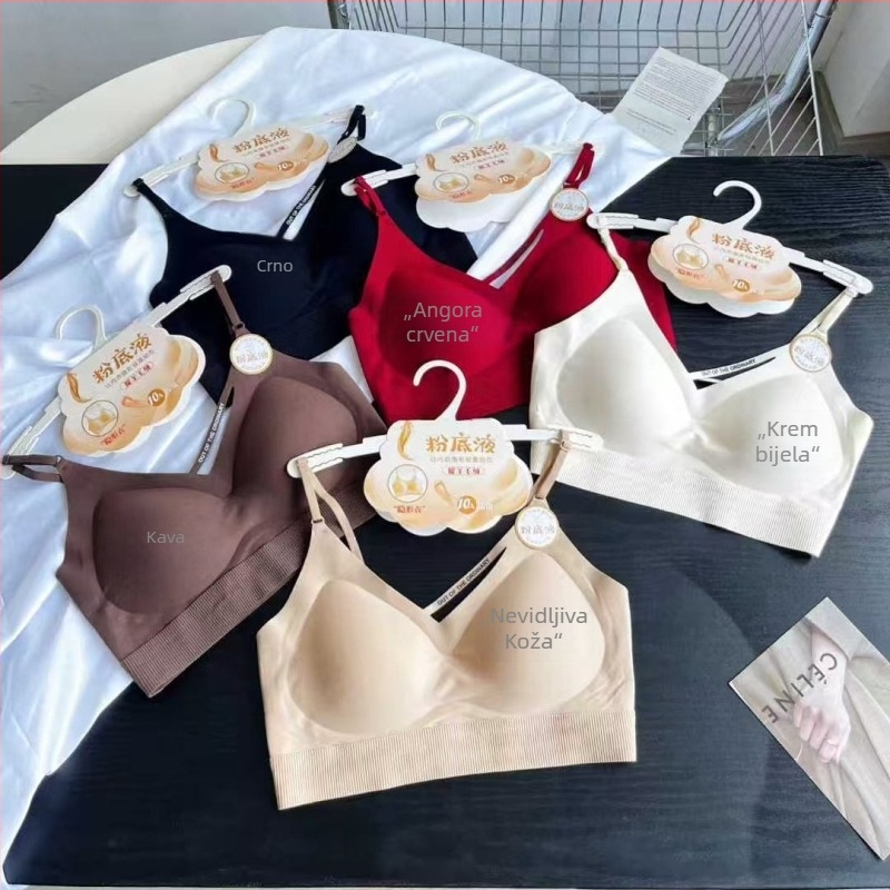 6513-2 Besprijekoran grudnjak bez šavova s V-izrezom i Chest Wrap dizajnom, debeli oblikovani košarice, puni košarice, prozračan, sportski stil top