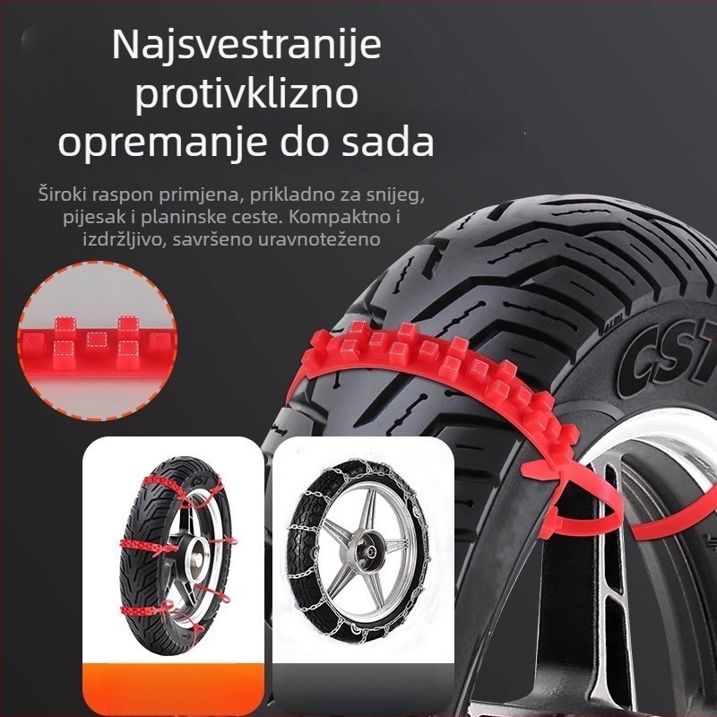 Lanac protiv proklizavanja za električna vozila; pogodan za dvokotačna i trokolna vozila; težina 30 g