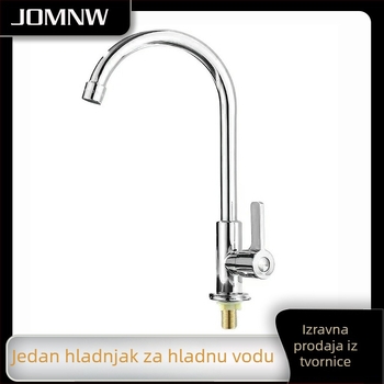 JOMNW kuhinjska slavina od nehrđajućeg čelika, elektroplatirani završni sloj, keramički ventil, uspravna ugradnja, 0–90°C