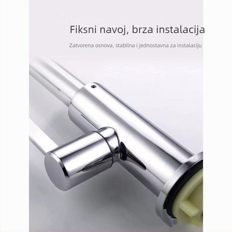 JOMNW kuhinjska slavina od nehrđajućeg čelika, elektroplatirani završni sloj, keramički ventil, uspravna ugradnja, 0–90°C