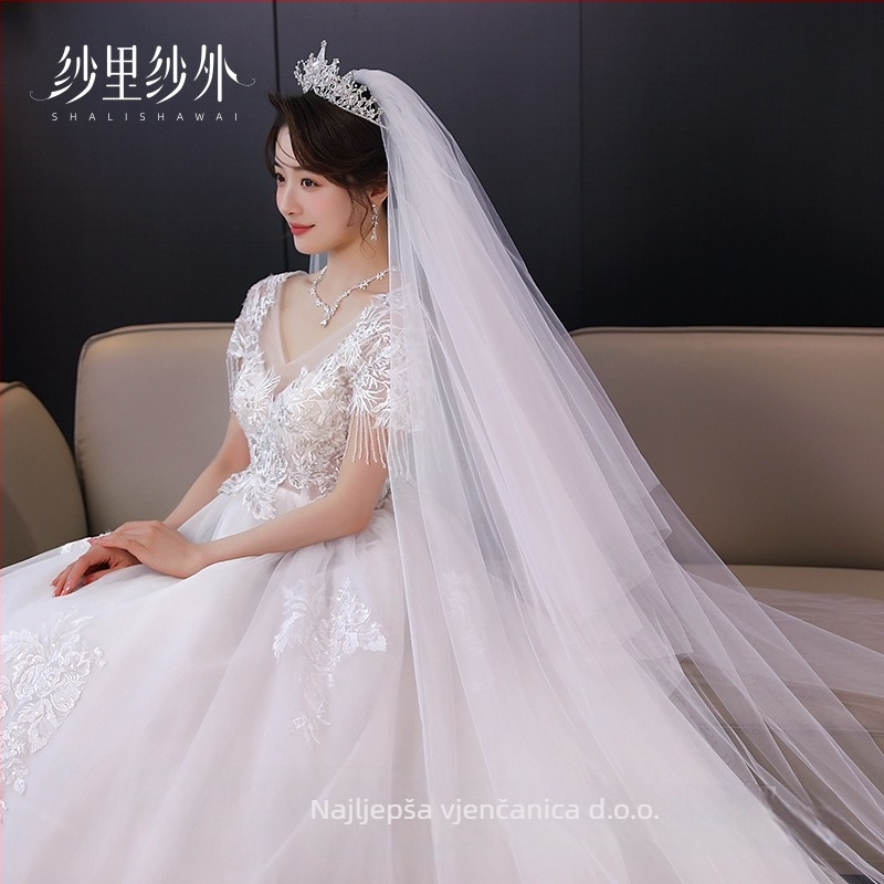 Dvostruki svadbeni veo s mrežastim uzorkom, jednostavan ženski dodatak