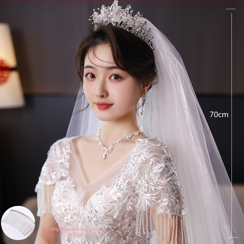 Dvostruki svadbeni veo s mrežastim uzorkom, jednostavan ženski dodatak