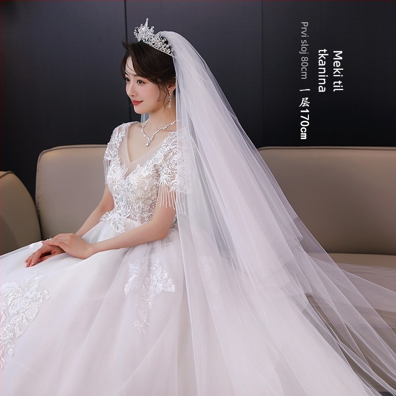 Dvostruki svadbeni veo s mrežastim uzorkom, jednostavan ženski dodatak