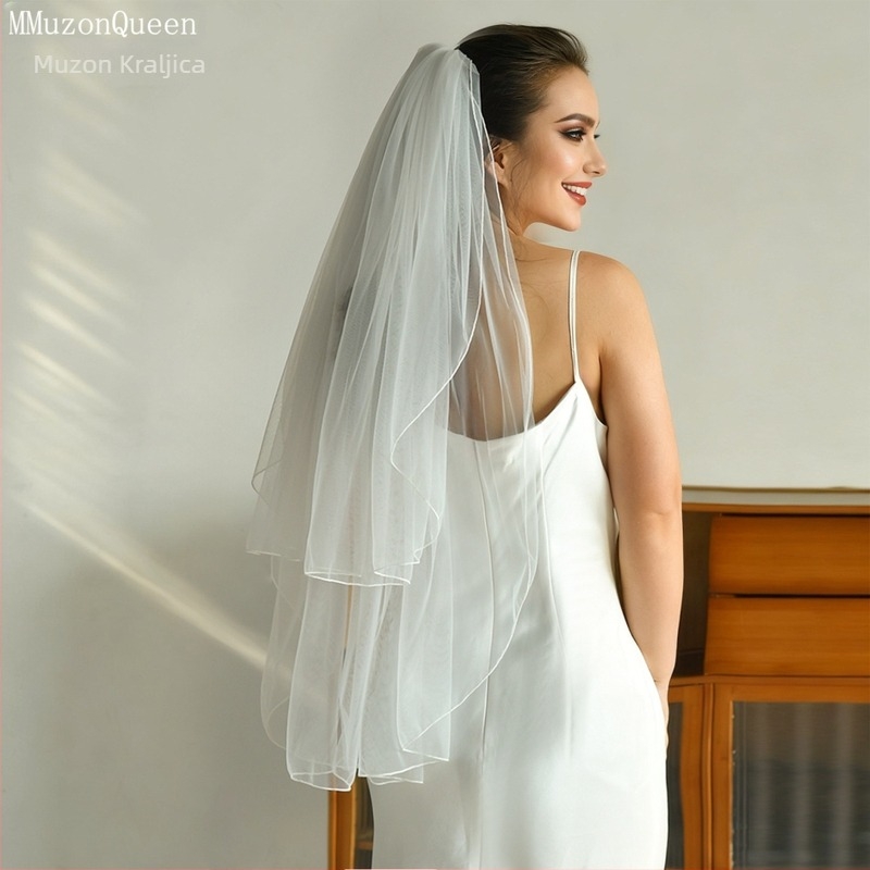 Vjenčani veo, najlon, dvostruki sloj, U-oblik, s kukicom za kosu, rekvizit za svadbene fotografije