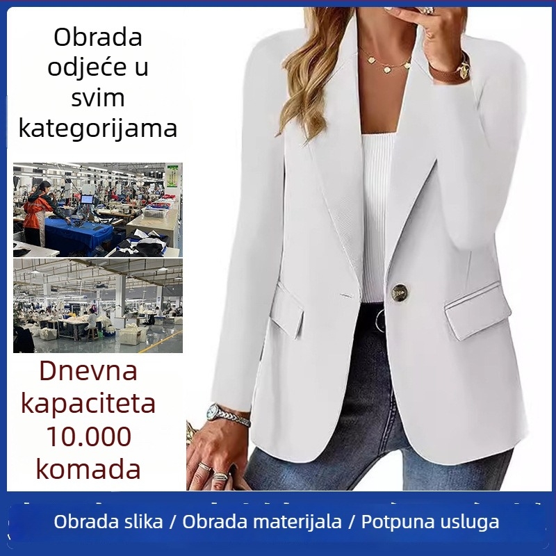Obrada vanjske odjeće — turnkey OEM, probno ispitivanje 3 dana, kapacitet 3000 komada/dan, vuneni pleteni materijal