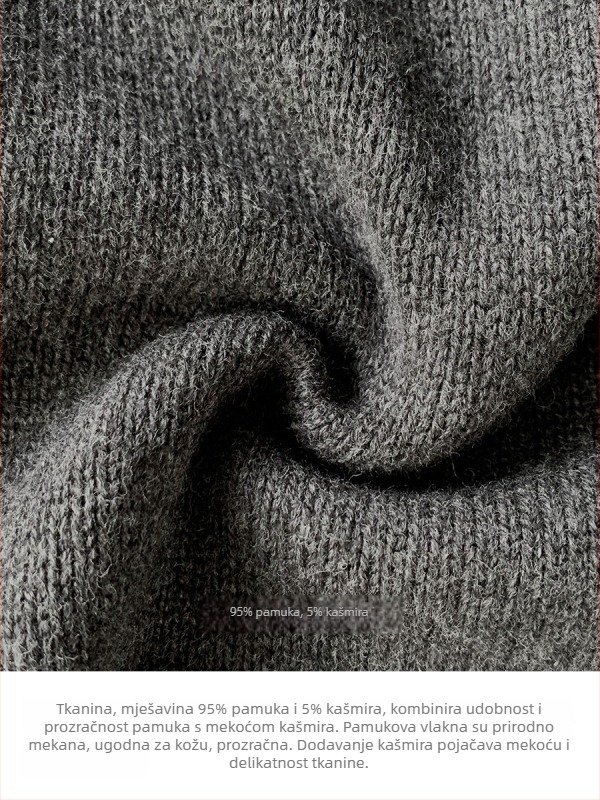 Cardigan pulover s V izrezom, uska silueta, pamuk-kašmir smjesa, duge rukave