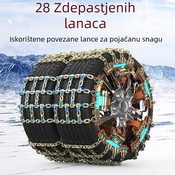 Zimske lančane za automobil, univerzalno za SUV-e i pickup vozila, debeli željezni lanac, kompatibilan s gumama 165–265, težina 8–9 kg