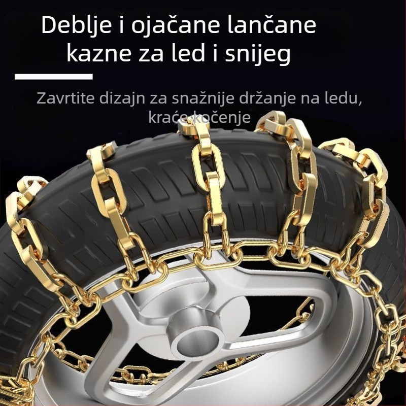 Zimske protuklizne lančane verige za električne romobile, skutere i električni tricikl — Guma; Kompatibilno s električnim skuterima, mopedom i električnim triciklom; Bez prilagođavanja