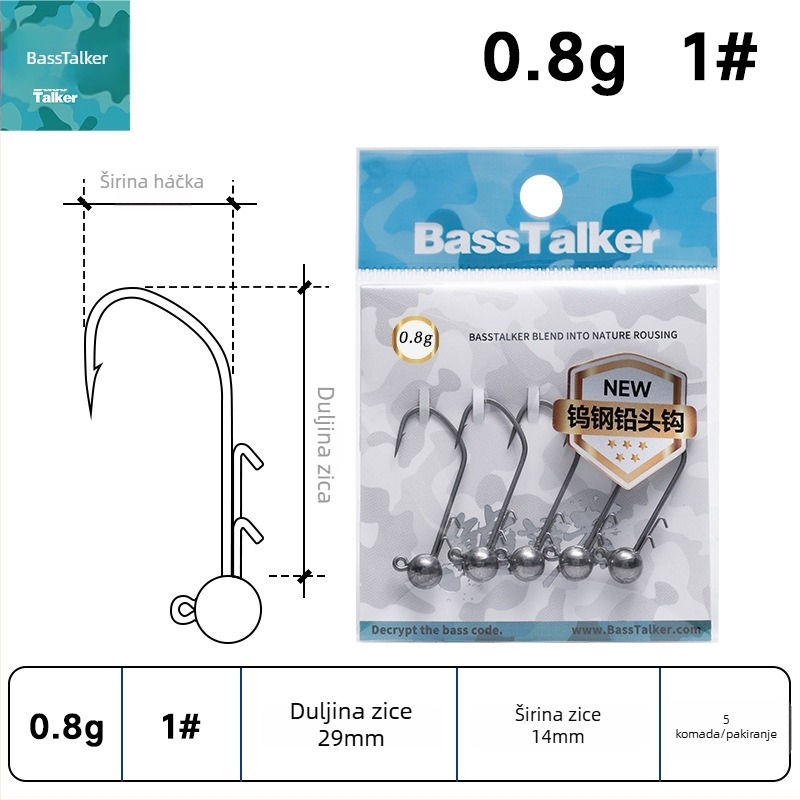 Kuka s olovnom glavom od volframskog čelika za bass ribolov (s bodljom, potok)