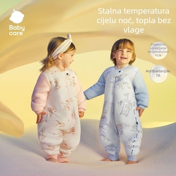 Babycare Lyocell vreća za spavanje za bebe, jesen-zima, debela, stalna temperatura, s odvojenim nogama, crtani stil