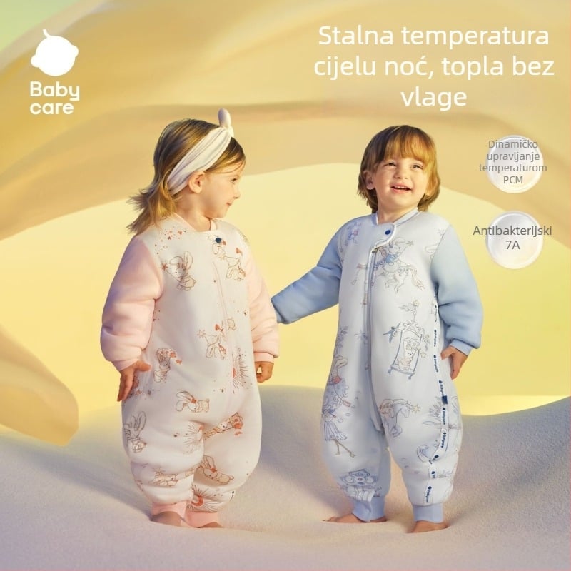 Babycare Lyocell vreća za spavanje za bebe, jesen-zima, debela, stalna temperatura, s odvojenim nogama, crtani stil