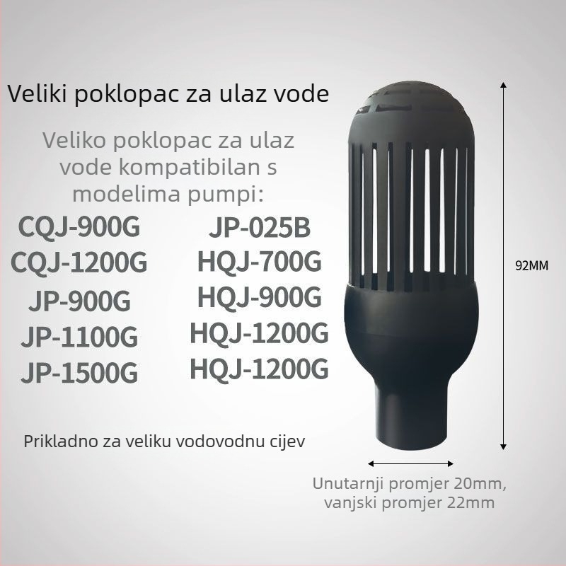 Potopna pumpa za akvarij s poklopcem za ulaz vode, spojnice za dovod vode, zaštitni poklopac za posudu s cvijećem, univerzalni dizajn tri u jedan