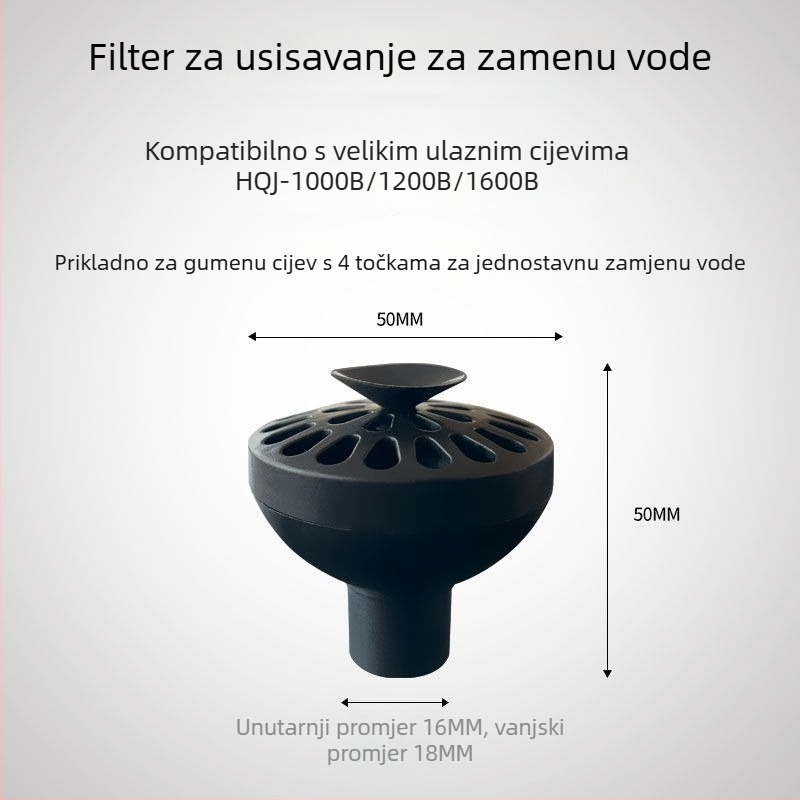 Potopna pumpa za akvarij s poklopcem za ulaz vode, spojnice za dovod vode, zaštitni poklopac za posudu s cvijećem, univerzalni dizajn tri u jedan