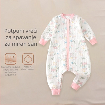 Dječji quiltirani spavaći vreć s pamuk tkanina, podstava od pamuka, poliester punjenje, dizajn s razdvojenim nogama, životinjski uzorak; pogodno za zimu, proljeće i jesen
