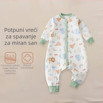 Dječji quiltirani spavaći vreć s pamuk tkanina, podstava od pamuka, poliester punjenje, dizajn s razdvojenim nogama, životinjski uzorak; pogodno za zimu, proljeće i jesen