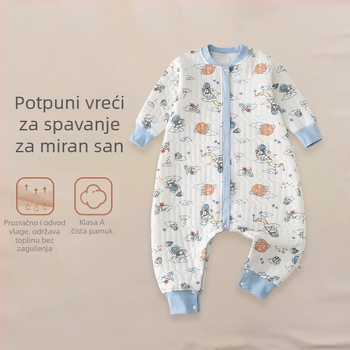 Dječji quiltirani spavaći vreć s pamuk tkanina, podstava od pamuka, poliester punjenje, dizajn s razdvojenim nogama, životinjski uzorak; pogodno za zimu, proljeće i jesen