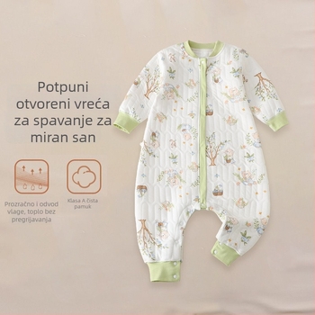 Dječji quiltirani spavaći vreć s pamuk tkanina, podstava od pamuka, poliester punjenje, dizajn s razdvojenim nogama, životinjski uzorak; pogodno za zimu, proljeće i jesen