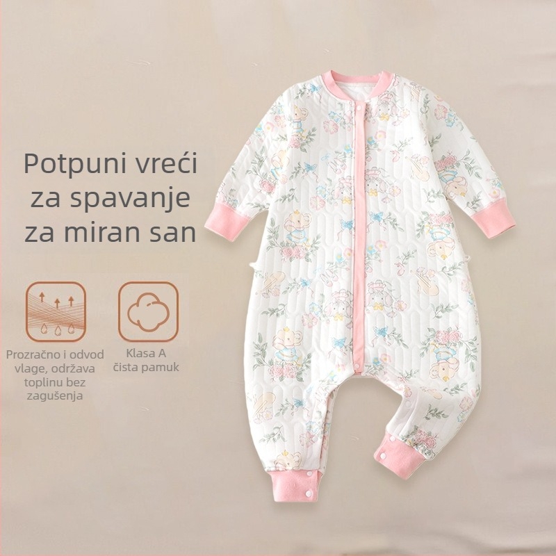 Dječji quiltirani spavaći vreć s pamuk tkanina, podstava od pamuka, poliester punjenje, dizajn s razdvojenim nogama, životinjski uzorak; pogodno za zimu, proljeće i jesen