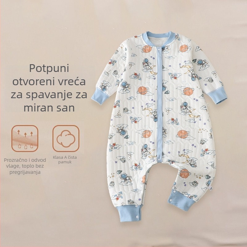 Dječji quiltirani spavaći vreć s pamuk tkanina, podstava od pamuka, poliester punjenje, dizajn s razdvojenim nogama, životinjski uzorak; pogodno za zimu, proljeće i jesen