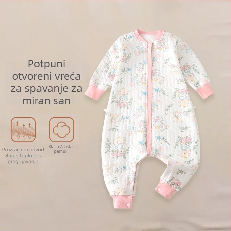 Dječji quiltirani spavaći vreć s pamuk tkanina, podstava od pamuka, poliester punjenje, dizajn s razdvojenim nogama, životinjski uzorak; pogodno za zimu, proljeće i jesen