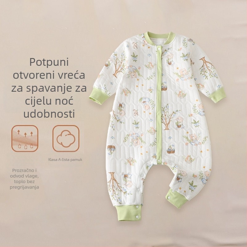 Dječji quiltirani spavaći vreć s pamuk tkanina, podstava od pamuka, poliester punjenje, dizajn s razdvojenim nogama, životinjski uzorak; pogodno za zimu, proljeće i jesen