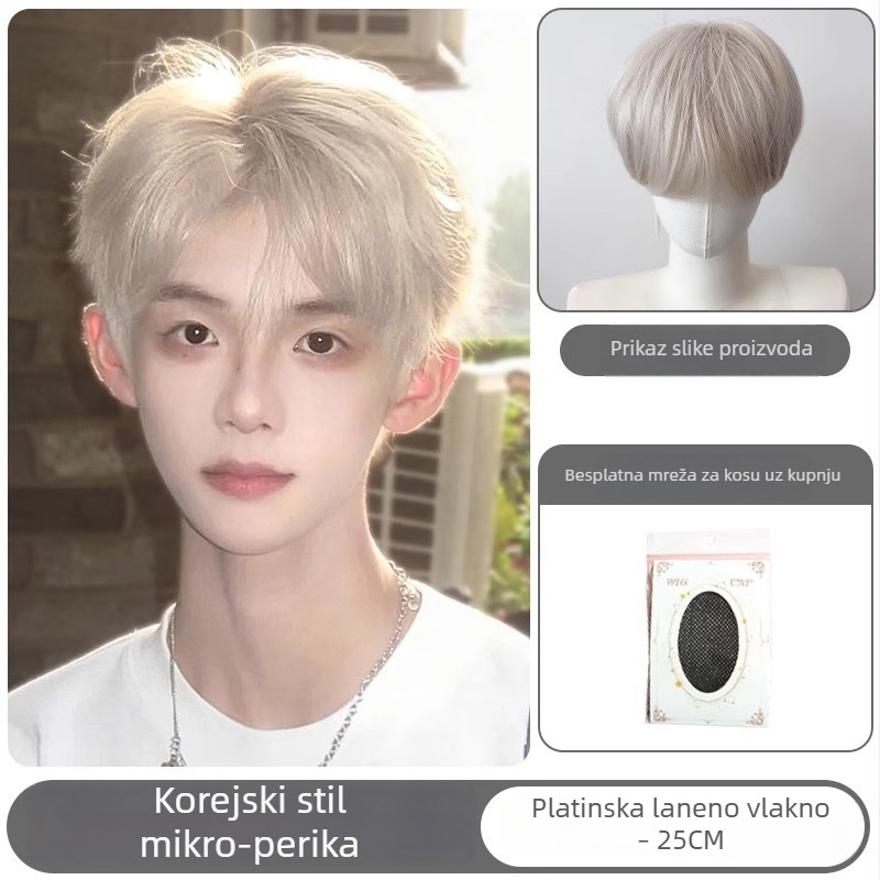 Perika za muškarce s kratkom kosom, vlakna visoke temperature, potpuno pokrivena glava, univerzalna veličina, mehanička obrada