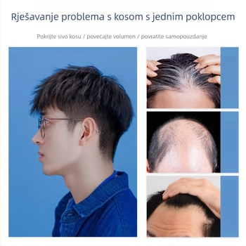 Muška kratka perika od prirodne kose, potpuno ručno tkana, ravna kosa s teksturiranim šiškama, lagana i prozračna