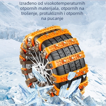 Hitne univerzalne trakcione lančice za automobile i SUV, širina guma 165–245 mm, model ATN-C001, jednoslojni čelični klinovi, 250 g po šipki