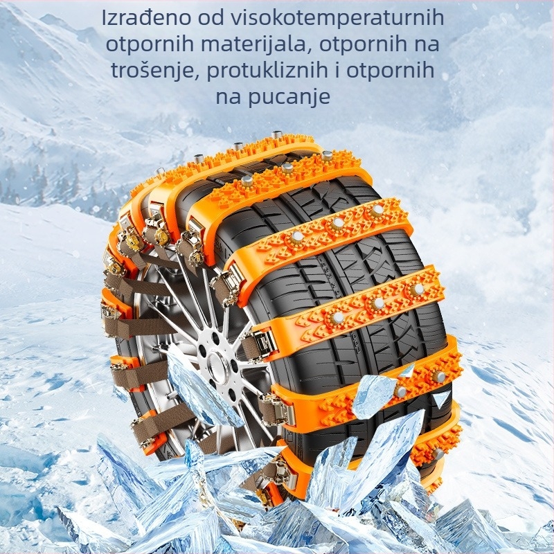 Hitne univerzalne trakcione lančice za automobile i SUV, širina guma 165–245 mm, model ATN-C001, jednoslojni čelični klinovi, 250 g po šipki
