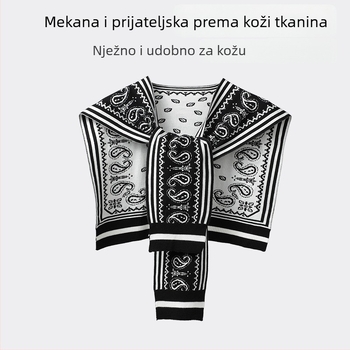 Ženski pleteni šal s lažnim ovratnikom, prugasti uzorak, viskoza, elegantan stil s vezivanjem, za sve sezone