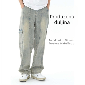 Traperice - denim, niska struk, ravne nogavice, zip, visoka elastičnost (proljeće 2026, muškarci)