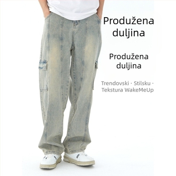 Traperice - denim, niska struk, ravne nogavice, zip, visoka elastičnost (proljeće 2026, muškarci)