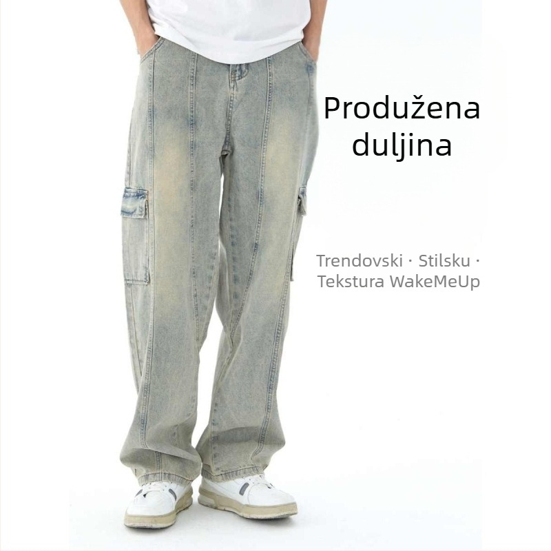Traperice - denim, niska struk, ravne nogavice, zip, visoka elastičnost (proljeće 2026, muškarci)