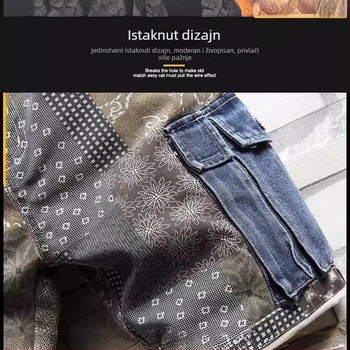 Muške traper šorceve, srednji pojas, zip zatvarač, više džepova, ljetni casual