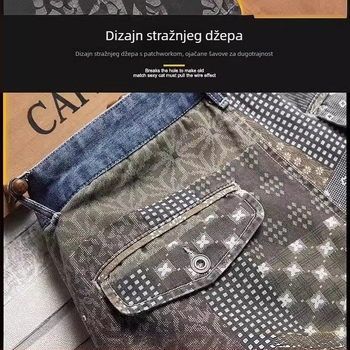 Muške traper šorceve, srednji pojas, zip zatvarač, više džepova, ljetni casual