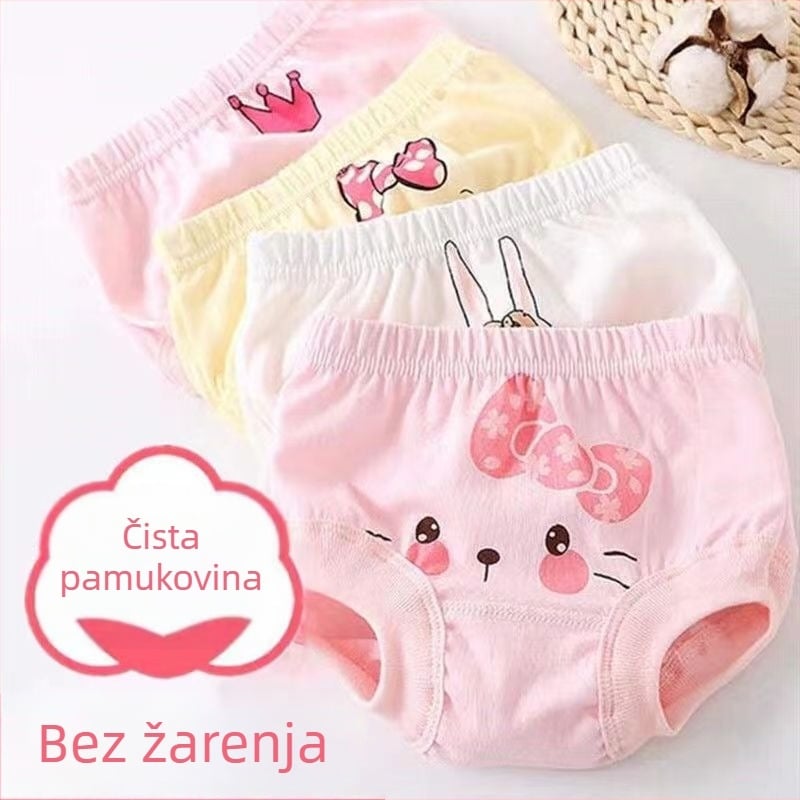 Dječje pamukaste donje rublje za djevojčice – 95% pamuk, bešavni dizajn, uzrast 3–8 godina