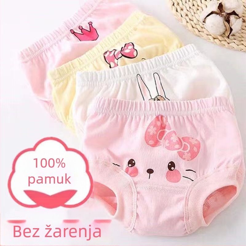Dječje pamukaste donje rublje za djevojčice – 95% pamuk, bešavni dizajn, uzrast 3–8 godina