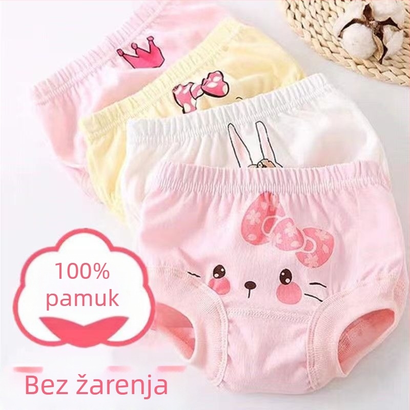 Dječje pamukaste donje rublje za djevojčice – 95% pamuk, bešavni dizajn, uzrast 3–8 godina